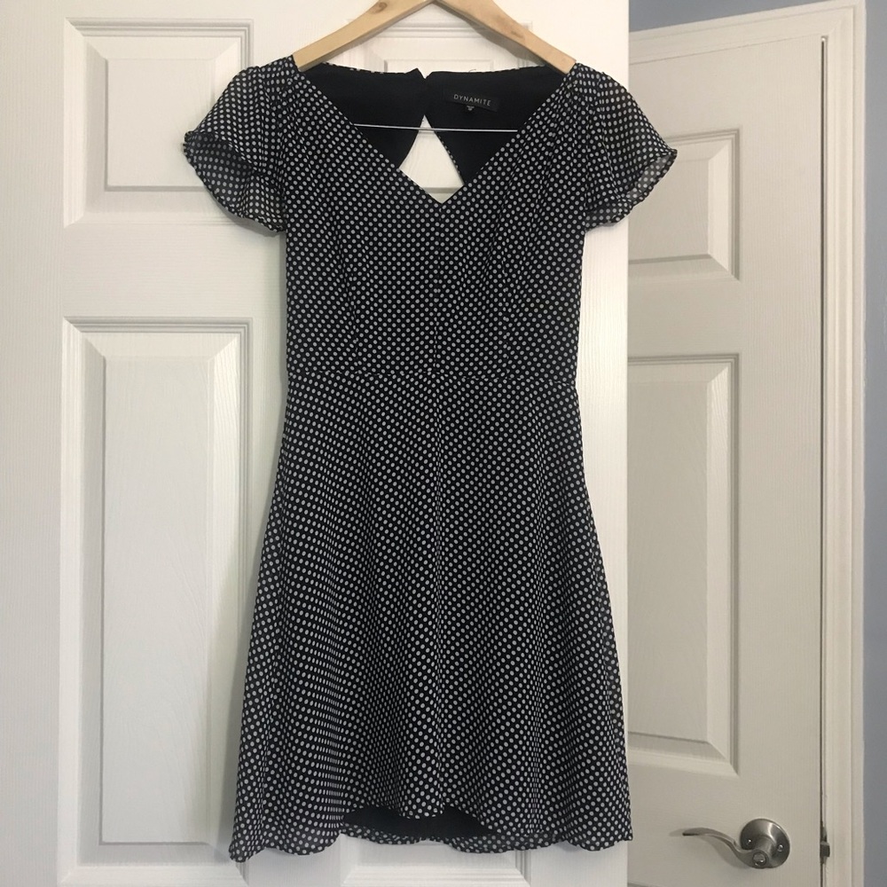 Polka-dot cut out dress